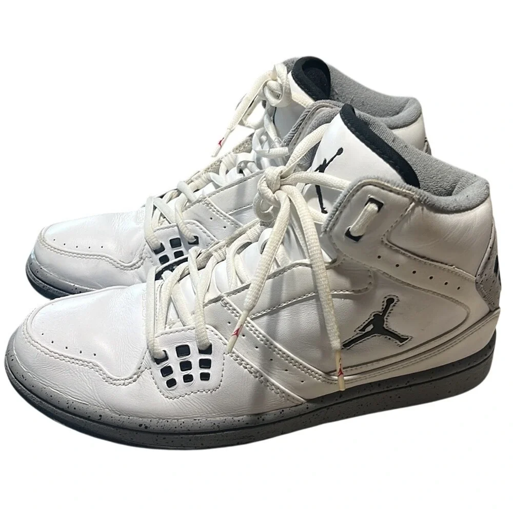 Jordan Flight 23 White Stealth Black Speckled Mid Top Sneakers 372704-120 Mens 8